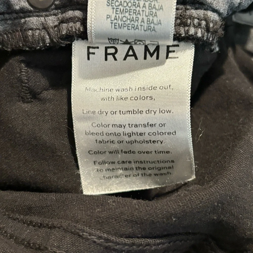 FRAME Sz 28 Le Skinny De Jeanne Crop Busted Knee Raw Hem  Jeans Black - Picture 11 of 11